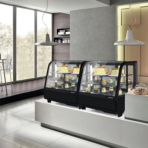 Miniatura 8 de ROVSUN Refrigerador comercial de 3.5 pies cúbicos, vitrina refrigerada para mostrador de pastelería con iluminación LED, refrigeración por aire,