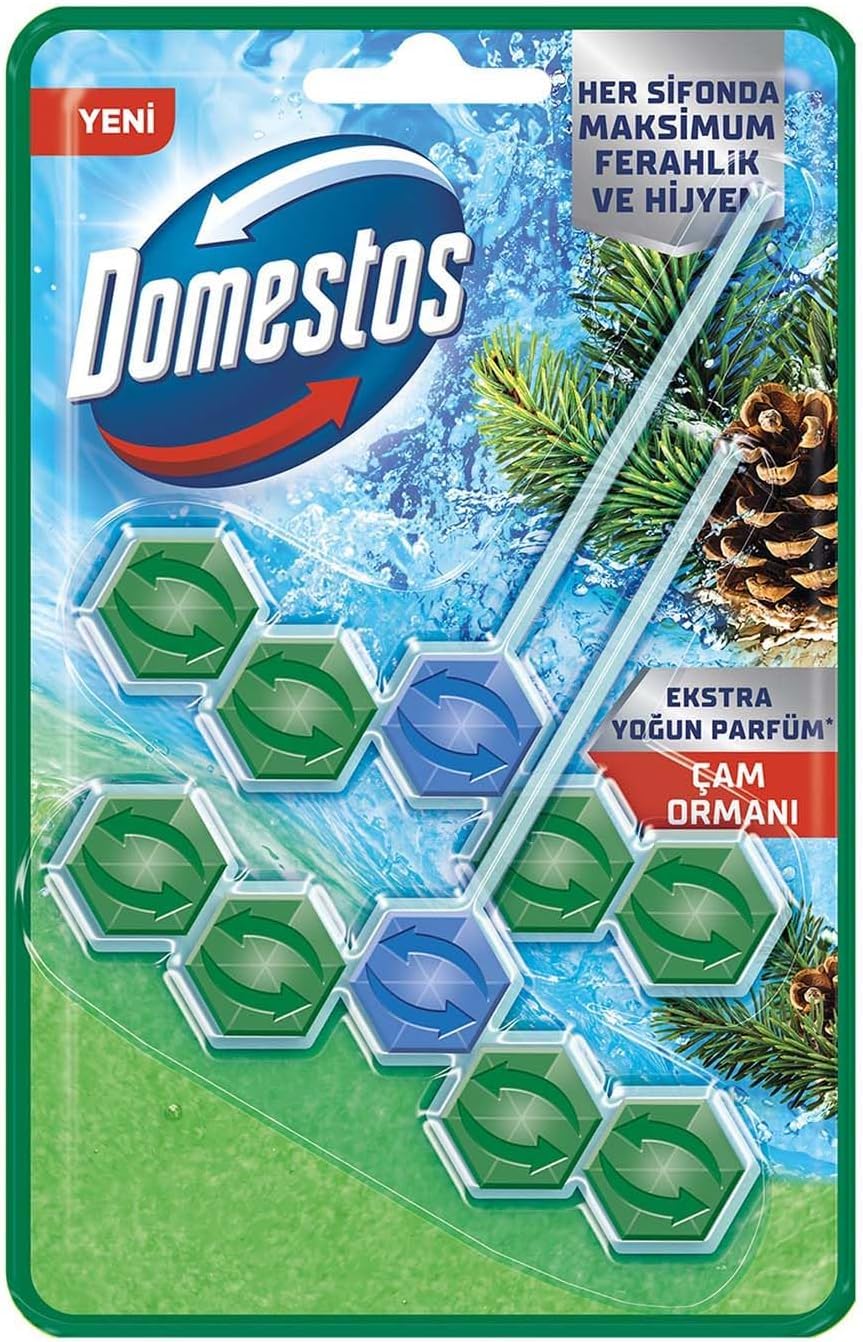 DomestosWC Block 5 Power Pine Freshness Up to 600 Siphon Strong Clean 110g Pack of 2