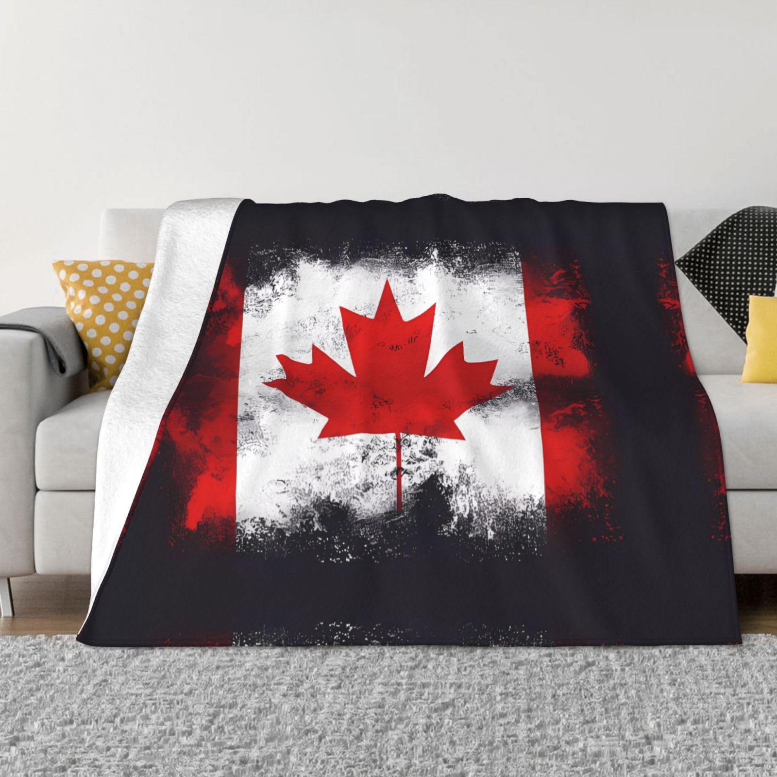 GGsdaf Canadian flag 50"x40" Flannel Blanket - King Size - Suitable for Beds and Sofas - Luxurious Micro Plush - Comfortable and Warm Blanket