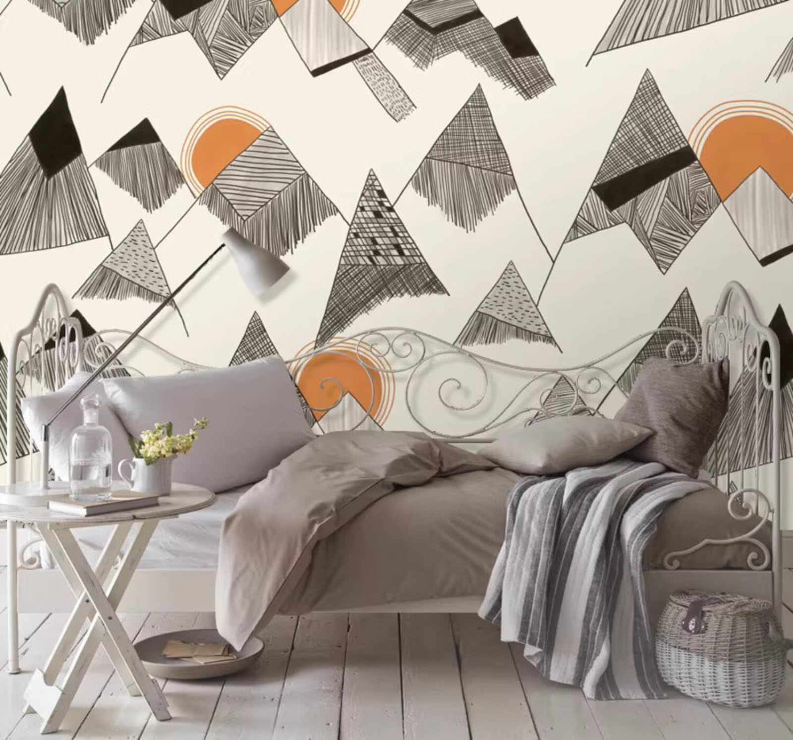 Retro Abstract Geometric Triangles Mountain Peaks 3D Wallpaper Easy Install Feature Office Living Room Sofa Bedroom TV Background Wall Decoration-150cm×105cm