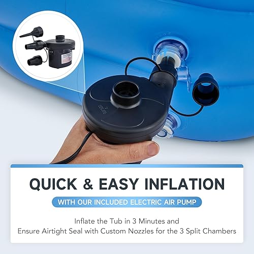 Miniatura 7 de Tina portátil CO-Z plegable e inflable, de PVC, con bomba de aire eléctrica