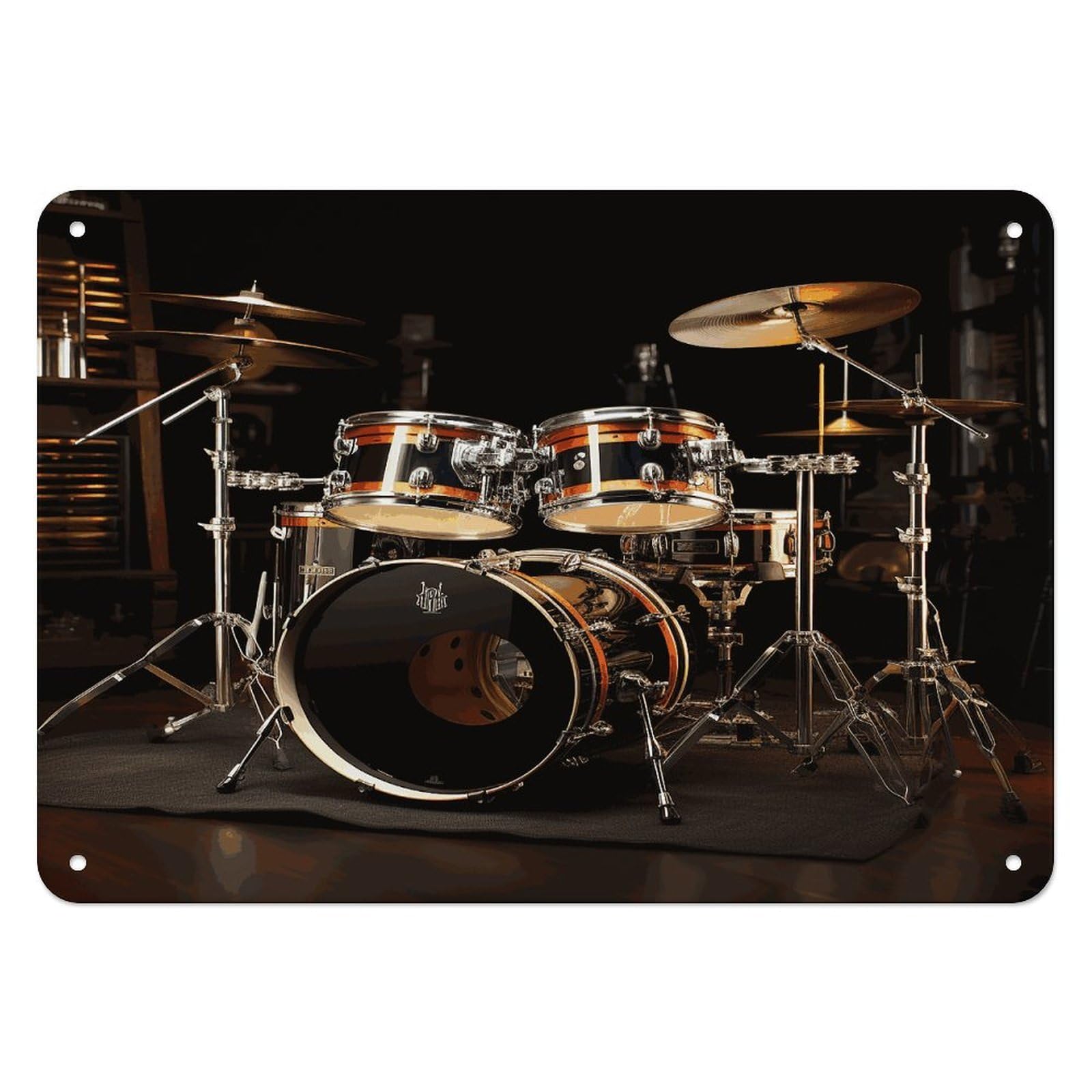 Fodpand Style Drum Set Retro Vintage Metal Tin Sign,Wall Art Decor Garden Plaque Poster For Bedrooms Yard Bars Pubs Patios Porches 7.9X5.5 Inch