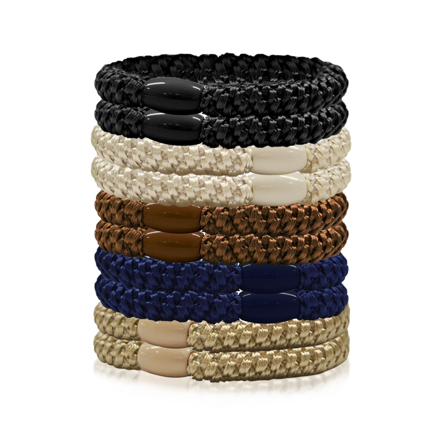 Hair Elastic Bands for Women and Girls Pack of 10 Multicolor Thick and Thin Hair Ties, No Metal Braided Hair Bobbles