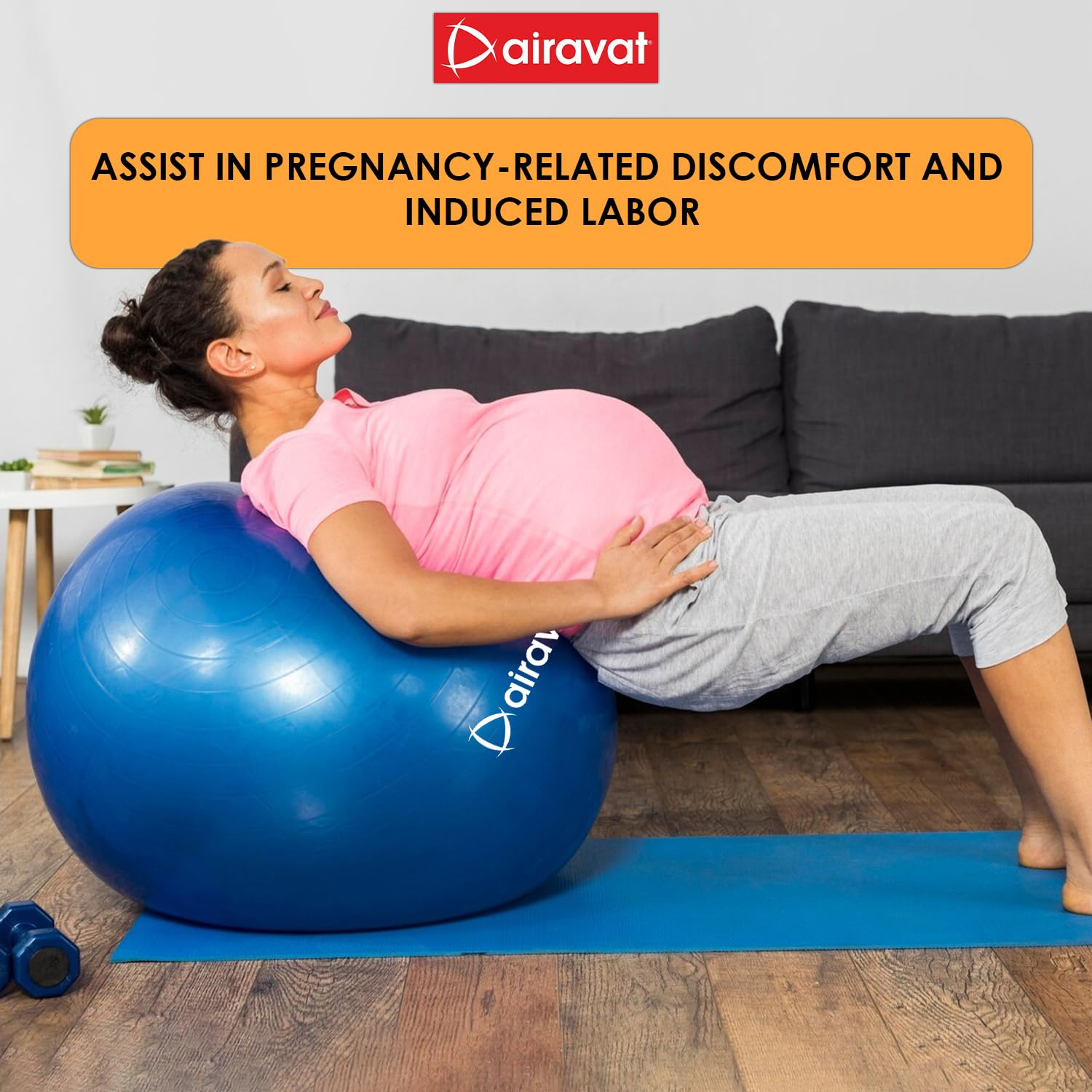 AIRAVAT Yoga Ball Exercise Ball for Workout, Anti-Burst and Slip Resistant Stability Ball, Swiss Ball for Physical Therapy, Balance Ball Chair, Home Gym Fitness (Blue- 65cm) 3