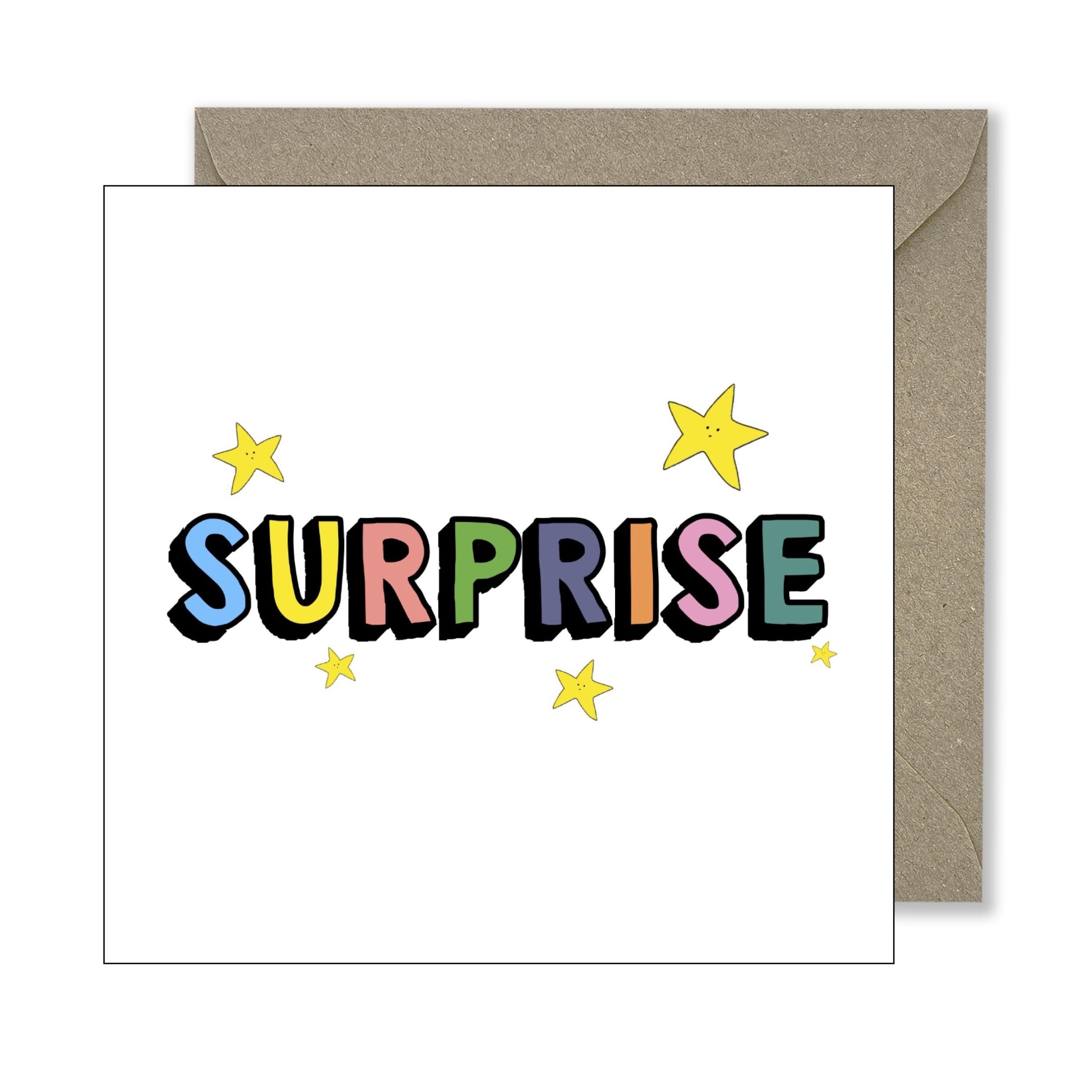 Surprise Card with Scratch-off Panel, 150mm x 150mm, White, Pregnancy announcement, suprise meal, Surprise greeting card