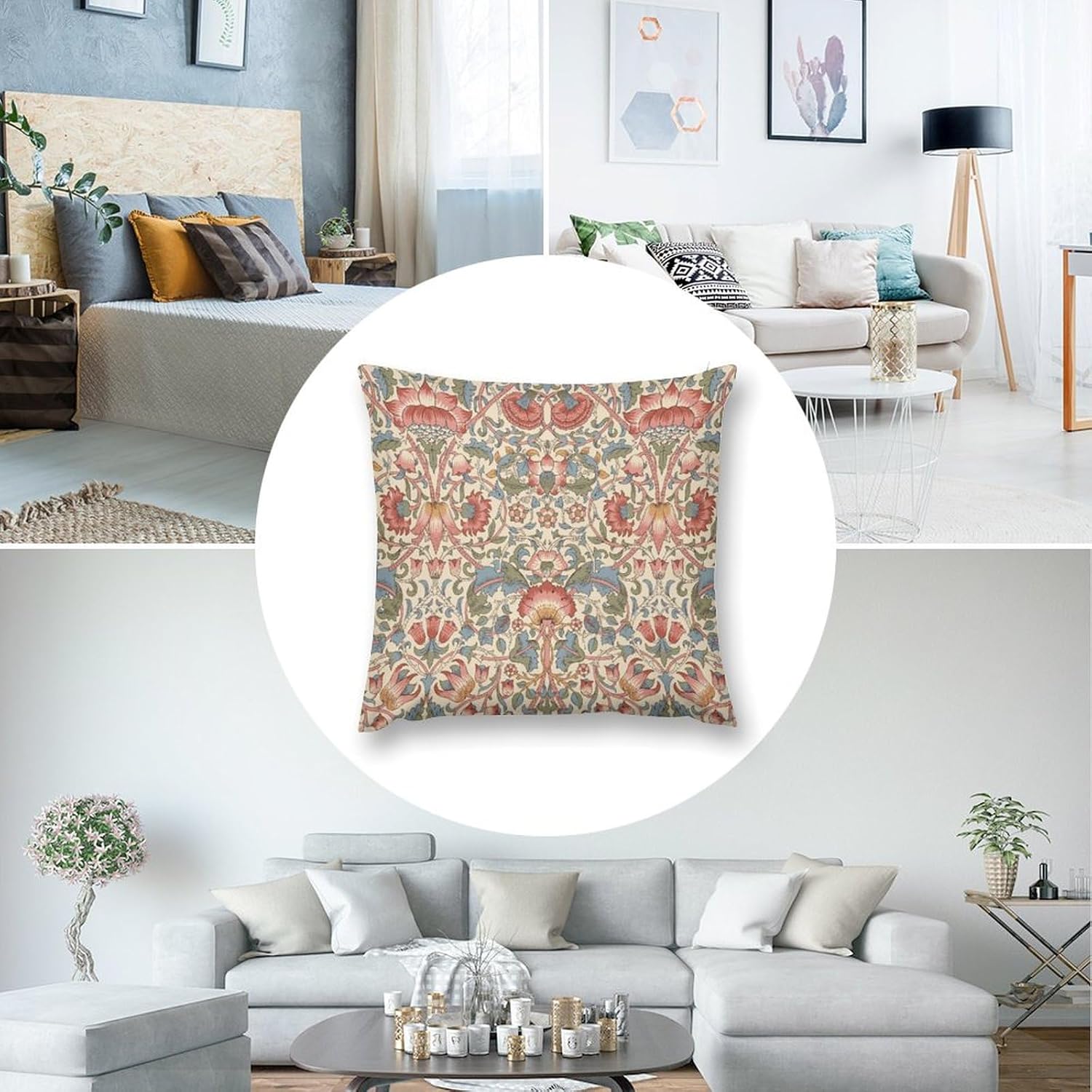 William Morris Vintage Floral Decorative Throw Pillow Covers Cozy Soft Pillowcase Aesthetic Cushion Cover for Home Decor Sofa Living Room Couch Bed Set of 2，16"x16" - Image 7