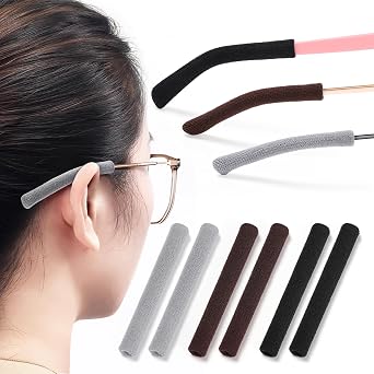Sightor Soft Glasses Ear Cushion, 3 Pairs Knitting Cotton Eyeglass Temple Sleeves Non-Slip Extra Long Glasses Ear Grippers