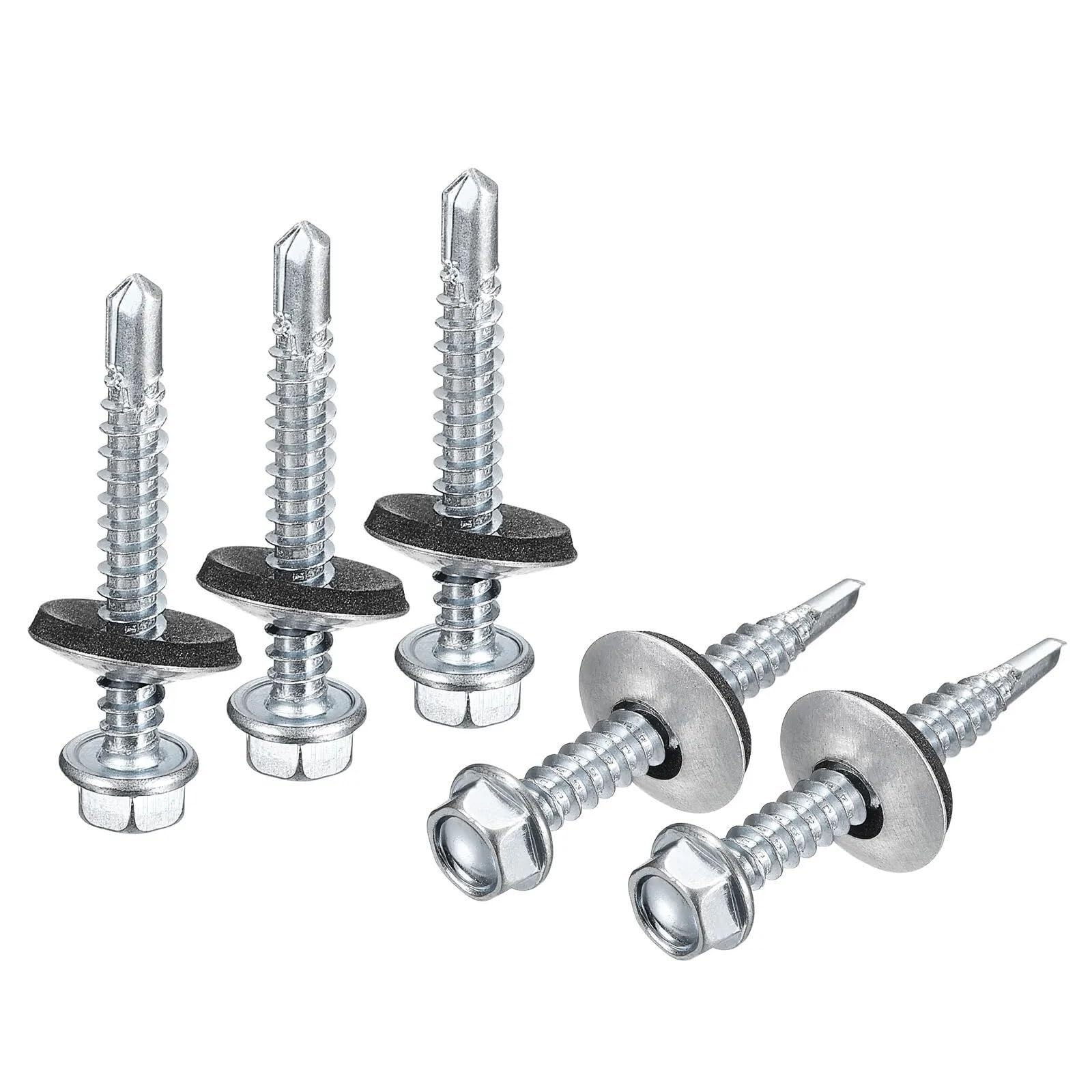 Wkręty Samowiercące do Blachodachówki 150szt z Podkładką Gumową | Wytrzymałe Wkręty Samowiercące do Zastosowań w Metalu i Drewnie(6.3x50mm DxL)