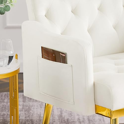 Miniatura 5 de Sofá con acento de terciopelo, moderno sillón tapizado con bolsillo para sala de estar, dormitorio, oficina, sala de recepción, sala de estar