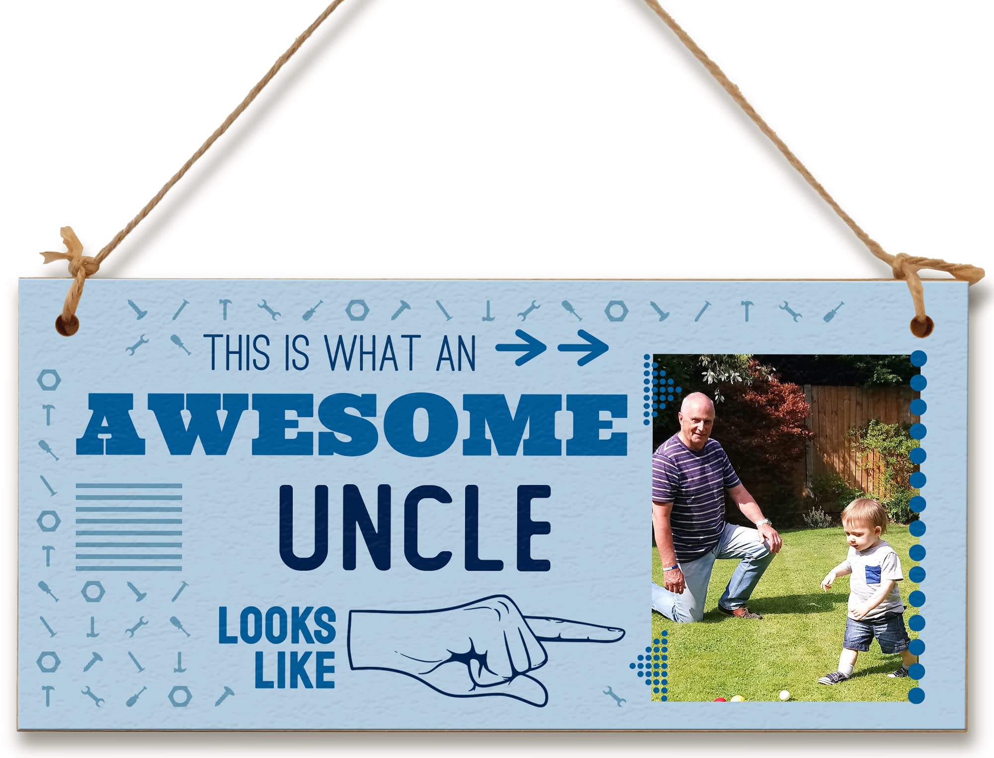 The Plum Penguin Multicolour Personalised Wooden Plaque With Photo This Is What An Awesome Uncle Looks Like Gift Door Sign Hanging Home Décor