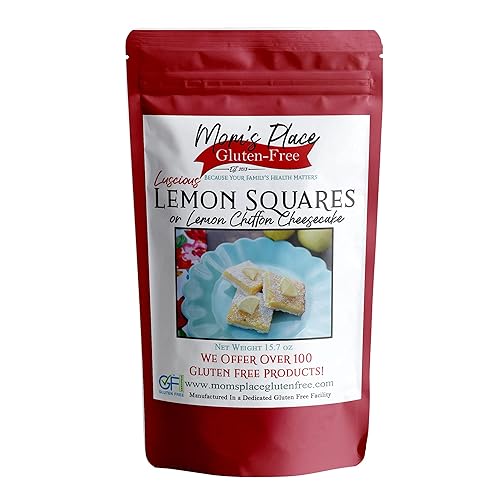 Mom's Place - Mezcla de cuadrados de limón deliciosos, sin gluten, fácil de hacer, 1 paquete, 18 porciones por porción, postres deliciosos y