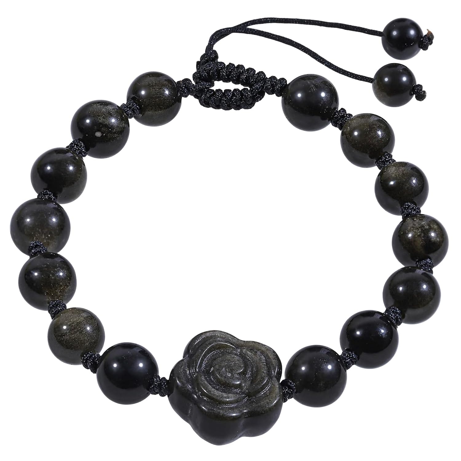 TUMBEELLUWA Natural Crystal Bracelet for Women 8mm Beads, Dainty Rose Flower Beaded Bracelets Handmade Jewelry Romantic Gift for Her