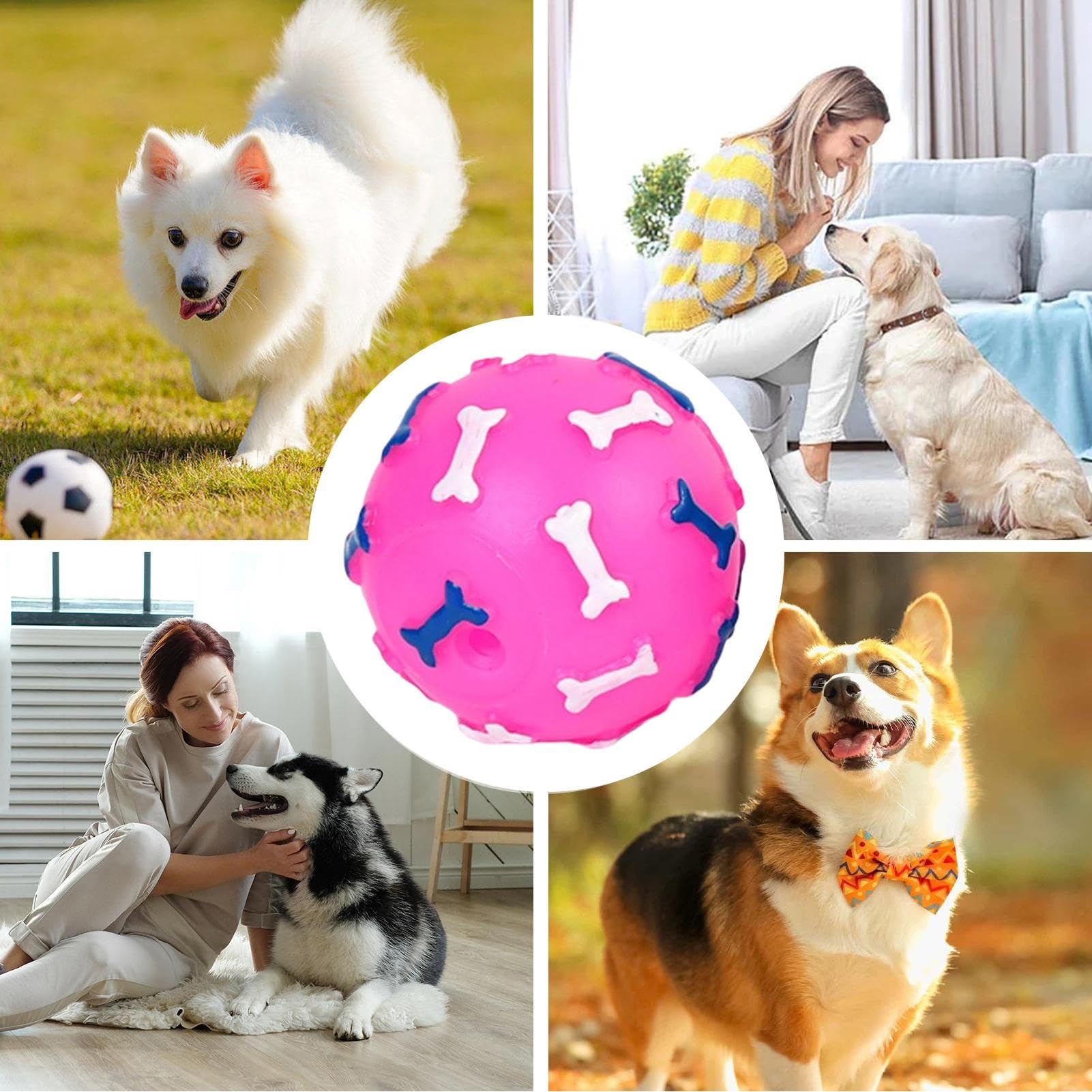Amazon | きしむ犬のボール |骨プリント子犬噛みつき 外用犬用噛む
