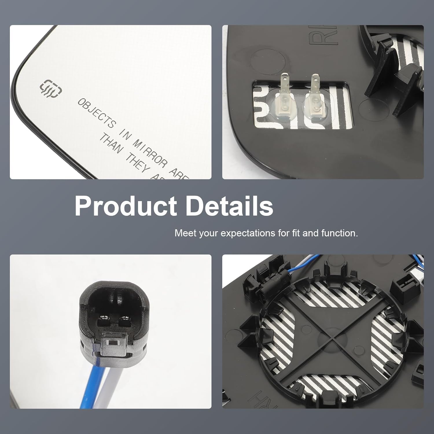 Right Side Mirror Glass with Heated and Blind Spot Detection Compatible with 2017-2024 Pacifica 2020-2024 Voyager Passenger Mirror Glass Replacement 68318282AB ﻿68318282AA