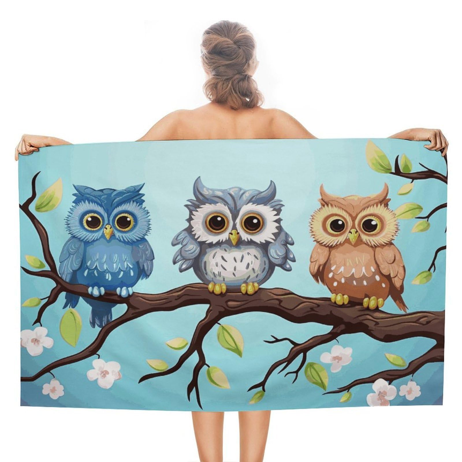 FekiLoot Owls on A Branch Beach Towel Absorbent & Quick Dry Pool Towels 31 X 51 Inches Extra Large Sandfree Beach Blanket Towels Soft Lightweight Travel Towel for Swim Yoga Camping
