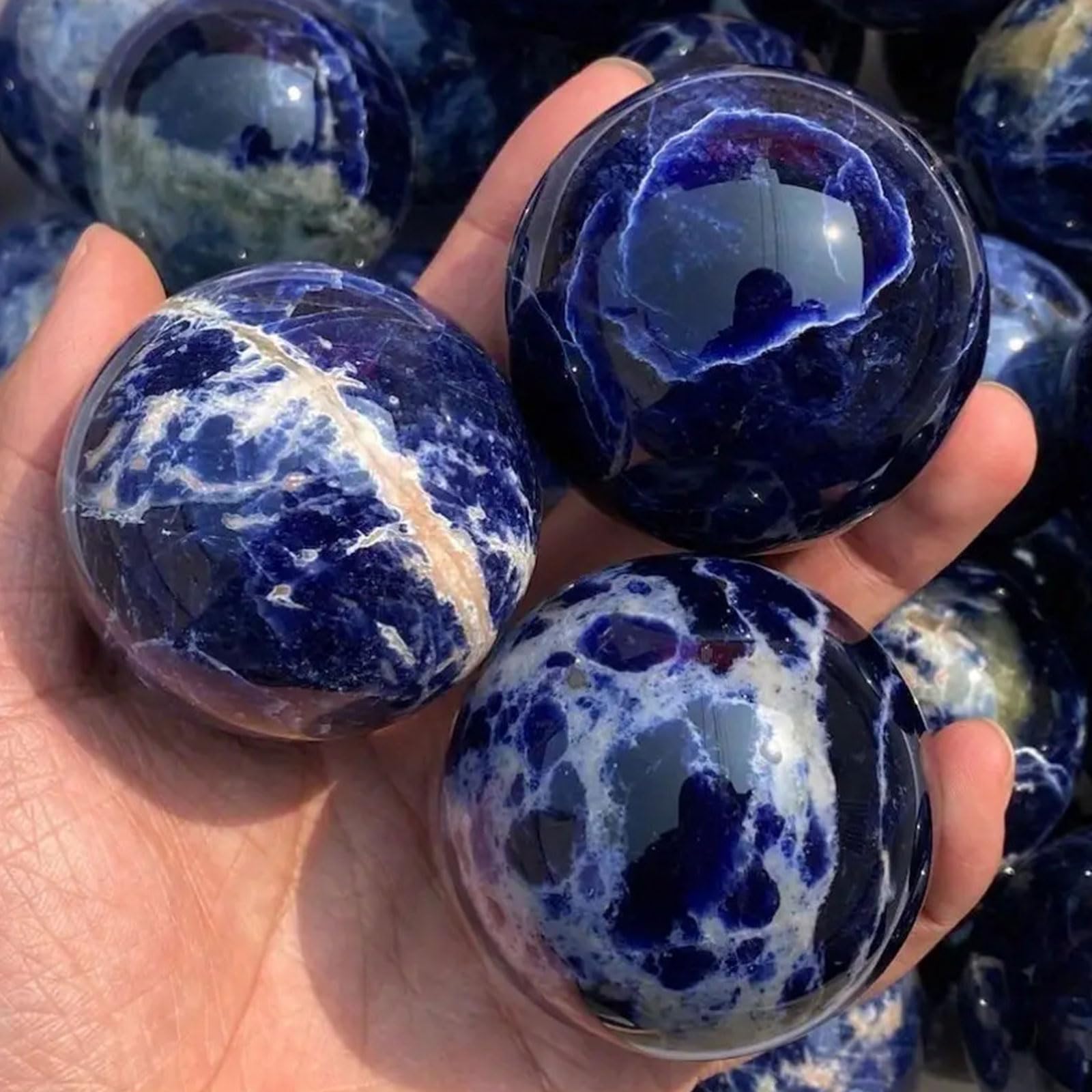 Sfera curativa con Sfera Decorativa in Sodalite Blu per l'home Office | Sfere decorative in cristallo naturale per Reiki, meditazione, Feng Shui e riequilibrio di chakra e aura