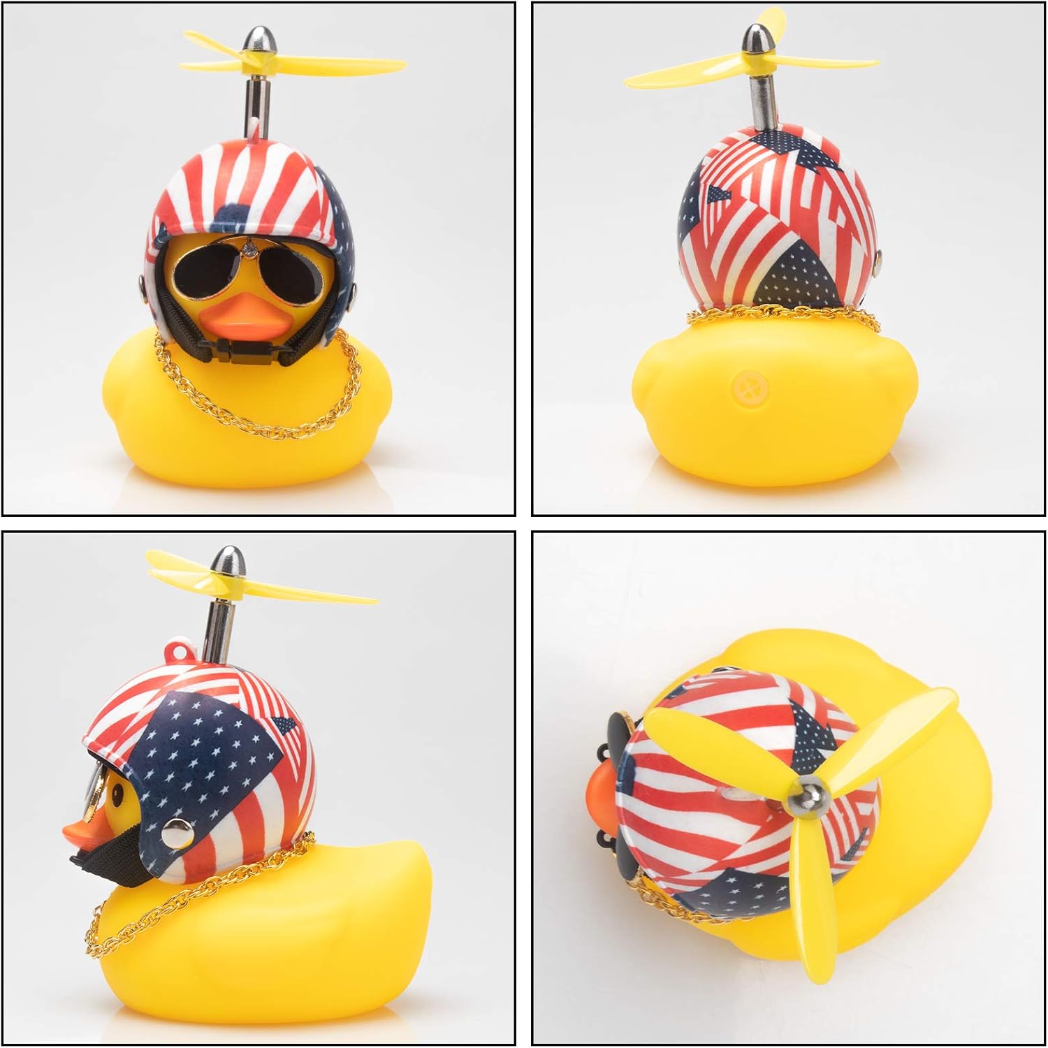 wonuu Rubber Duck Car Decorations Cute Yellow Duck Car Dashboard Ornaments with Propeller