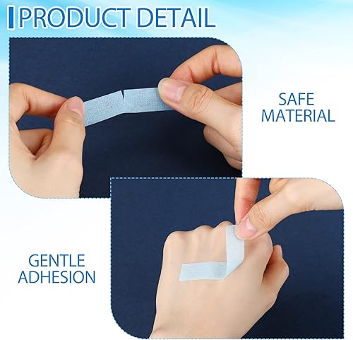 Miniatura 3 de Nuanchu 6 rollos de cinta de silicona para piel sensible azul, cinta médica reutilizable, impermeable, adhesiva (0.5 pulgadas x 3.9 yardas, 1