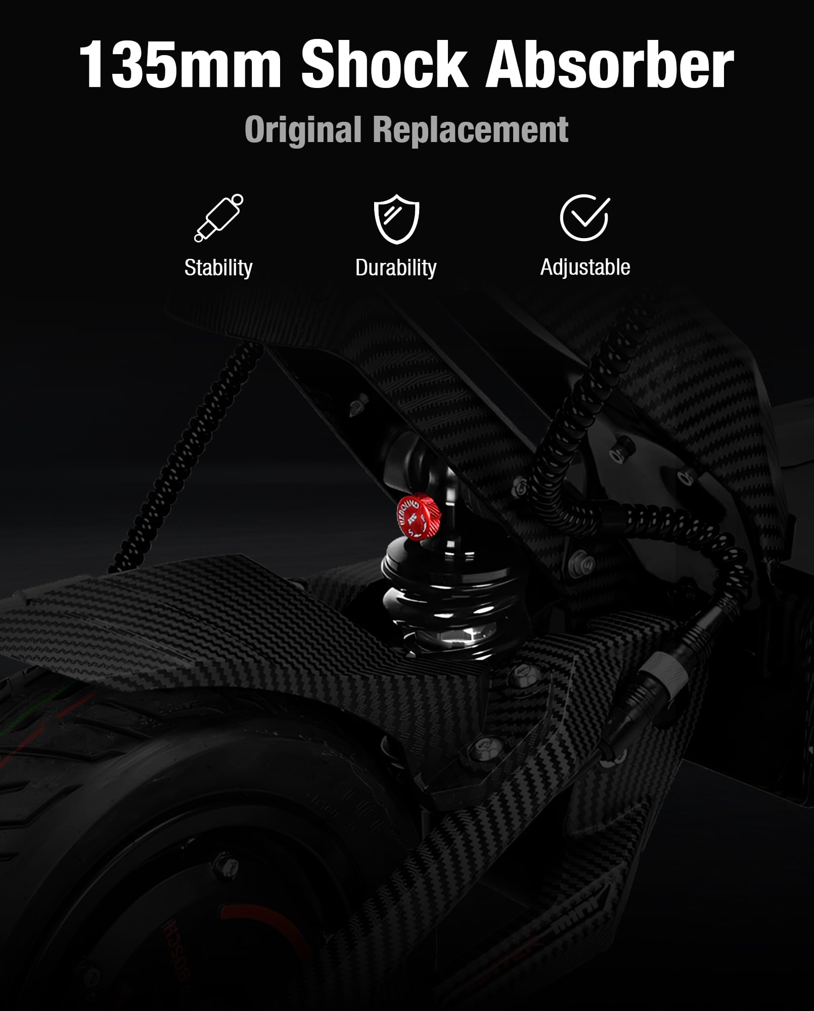 Ressorts d'amortisseur réglables KKE de 135 mm (2 pièces) Compatible avec Teverun Fighter Mini/Fighter Mini PRO, Ressorts de suspension d'amortisseur robustes accessoires d'origine