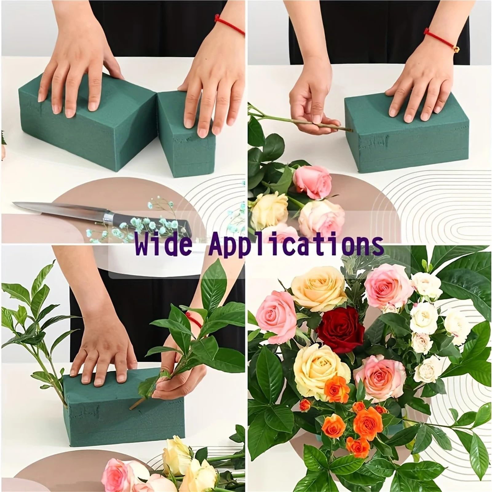 Espuma Floral 4 bloques de espuma floral verde, ideales for decorar arreglos florales seda, plantar y hacer manualidades