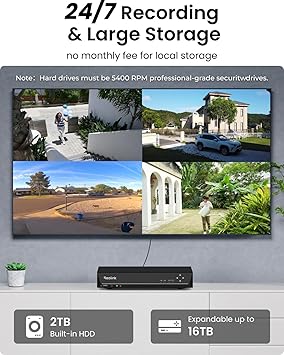 REOLINK 8CH 4K Security Camera System, 6pcs H.265 Bullet Wired PoE Cameras for Home Security Outdoors, Smart Person Vehicle Detection, 8CH NVR Recorder with 2TB HDD for 24-7 Recording, RLK8-800B6