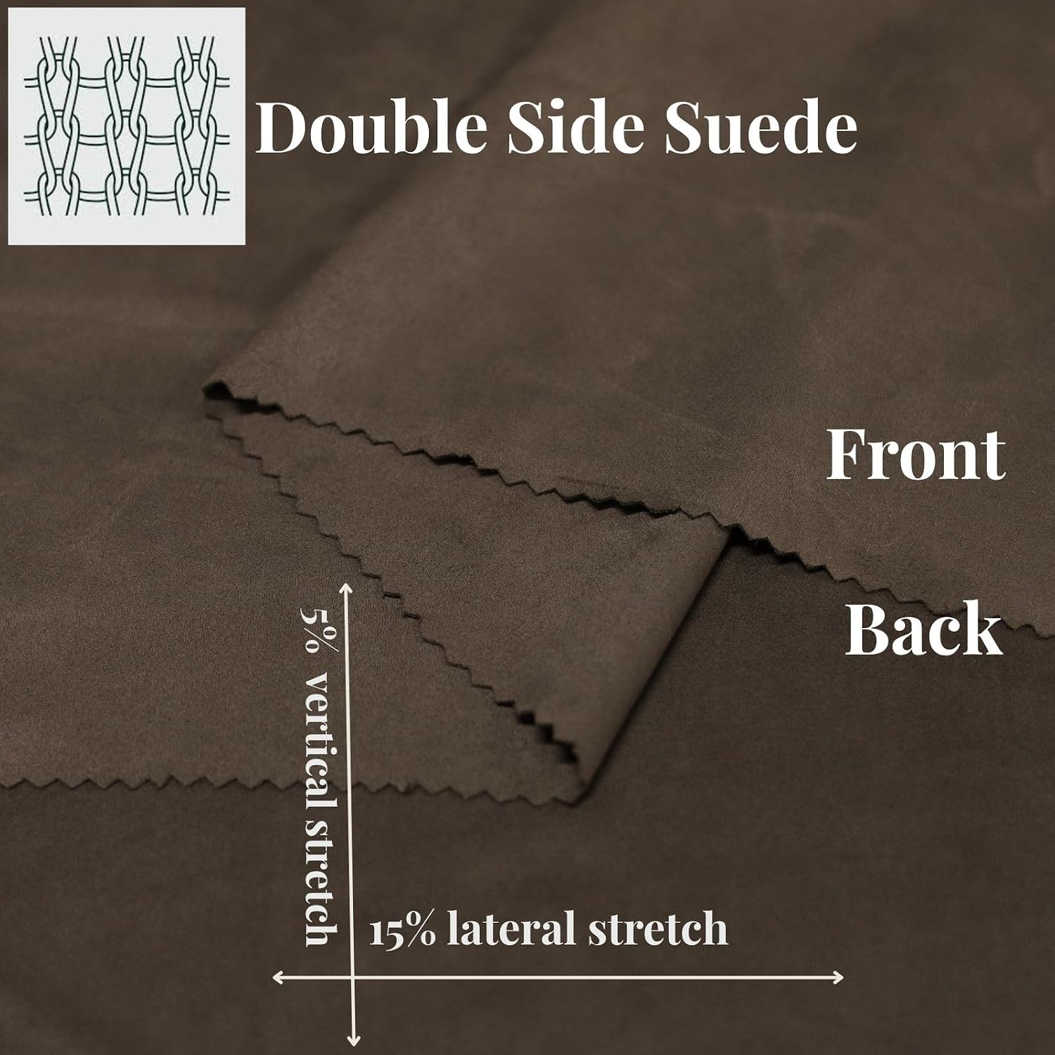 (3 Yard) 4 Way Heavy Weight Stretch Microsuede Fabric 260 GSM Polyester Knit Double Side Sueding Cloth for Upholstery,Apparel,DIY,Shady Brown