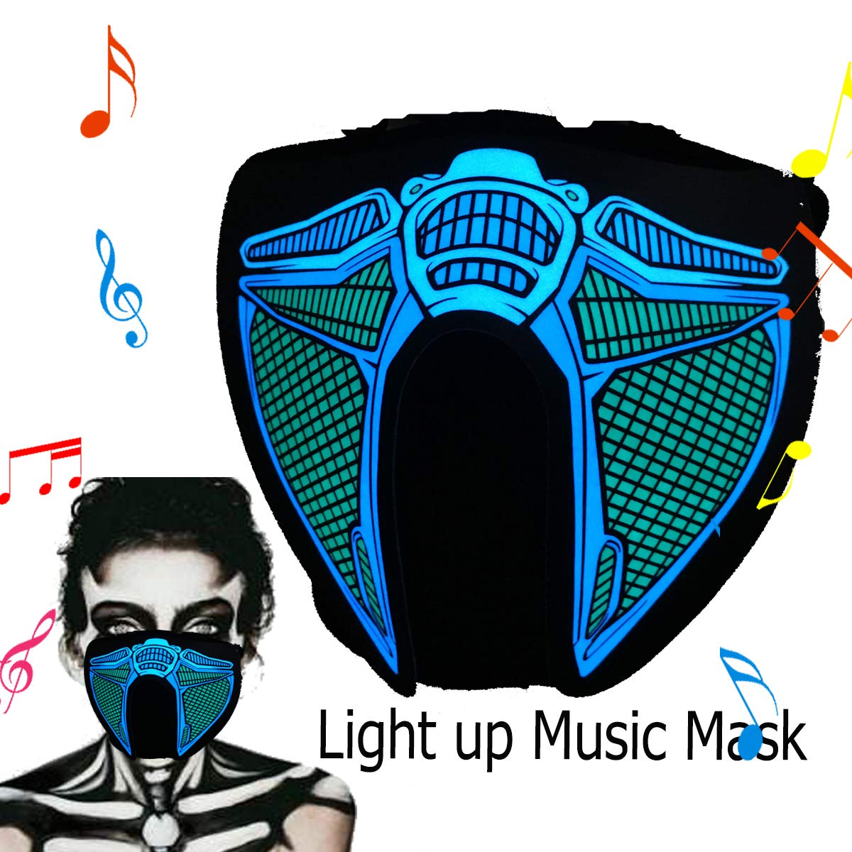 Halloween Mask Neon Mask led mask Scary Mask Light up Mask Cosplay Mask Lights up for Halloween Festival Party