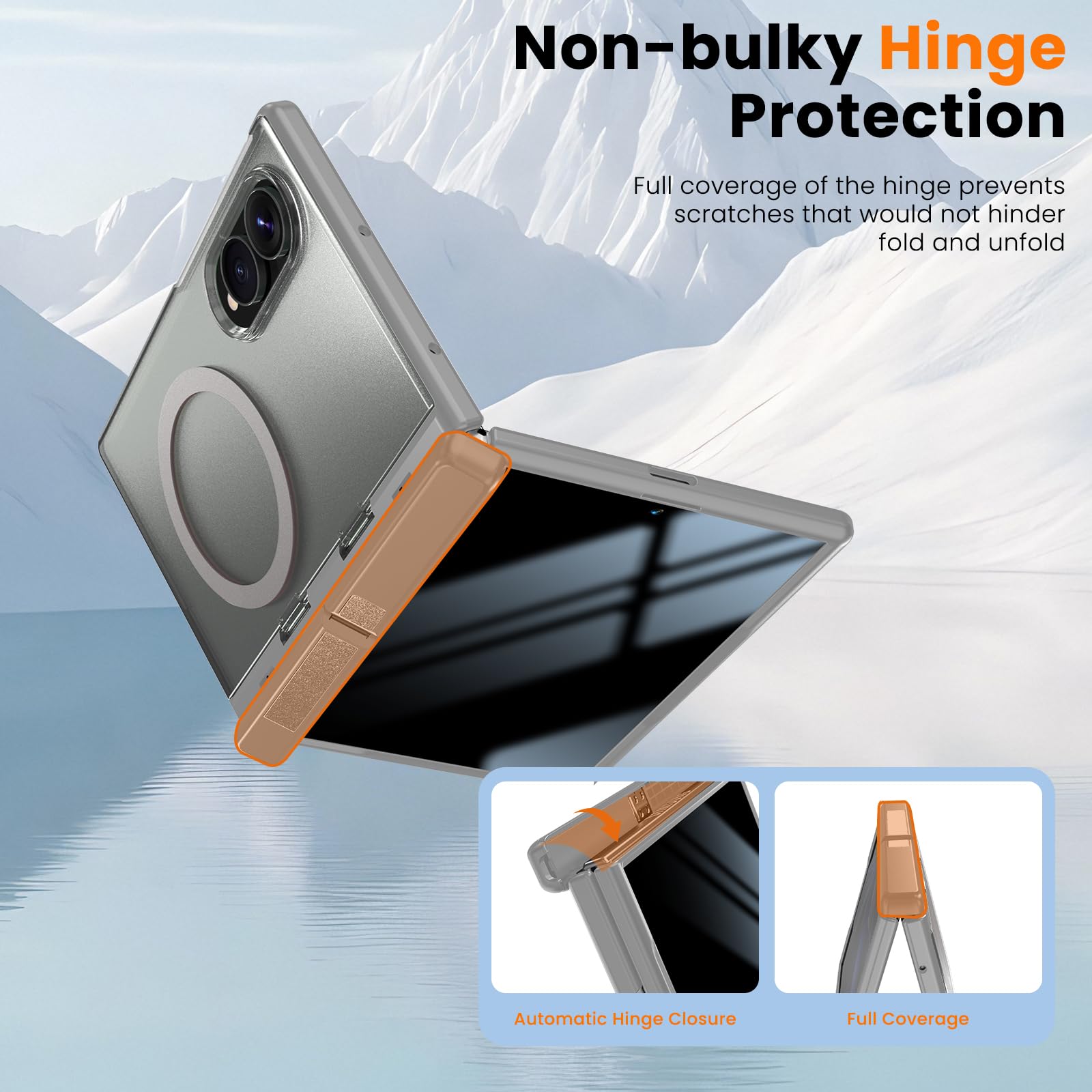 WRJ Custodia per Samsung Galaxy Z Fold 8 con protezione per lo schermo | Cavalletto pieghevole adatto per Magsafe Protezione cerniera di grado militare Protezione contro le cadute Custodia magnetica