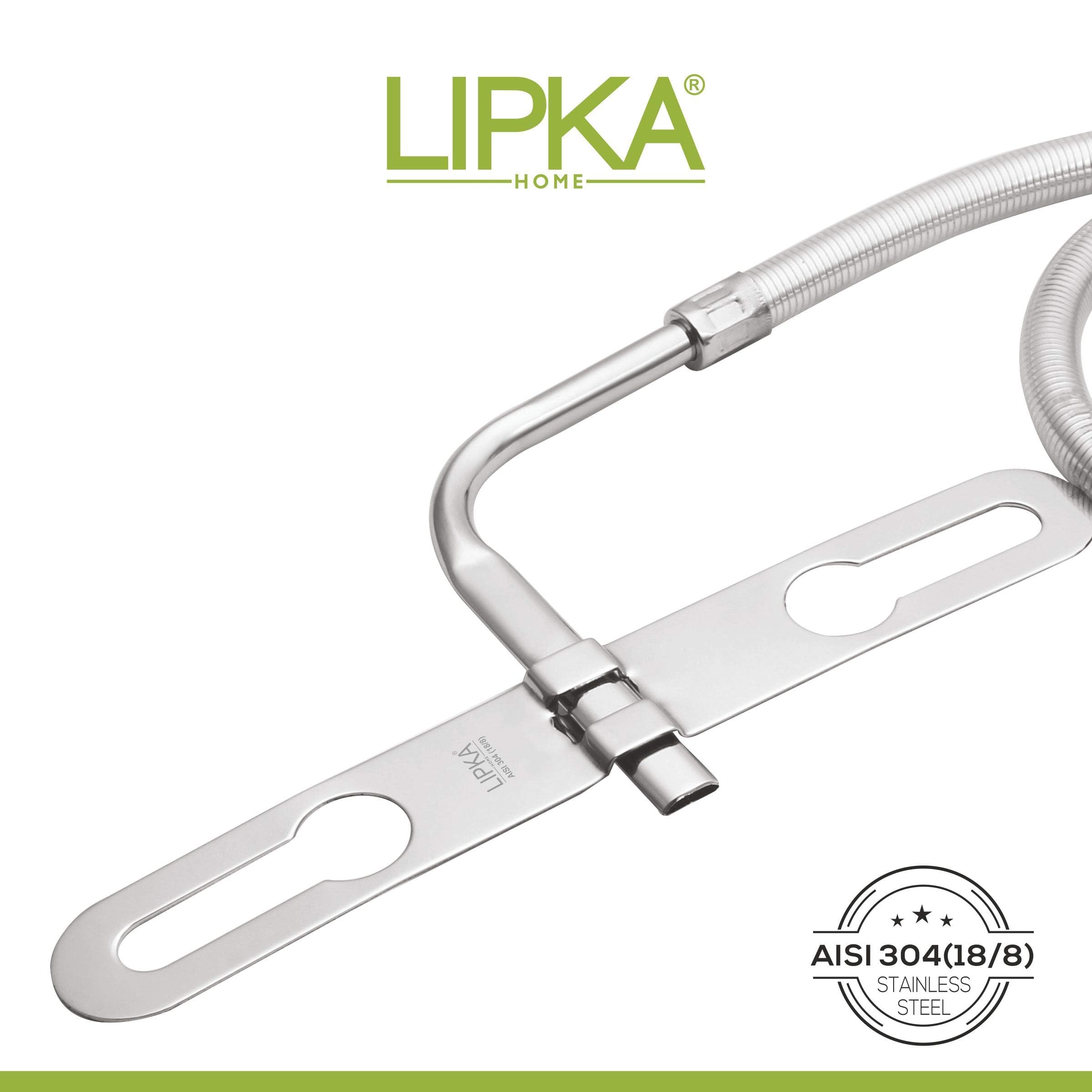 Lipka Stainless Steel Grade 304 Multi Jet Spray with Heavy PVC Hose (1 Meter), Built-in Installation Type Toilet Seat/Commode Spray - Rust-Free, Durable 2