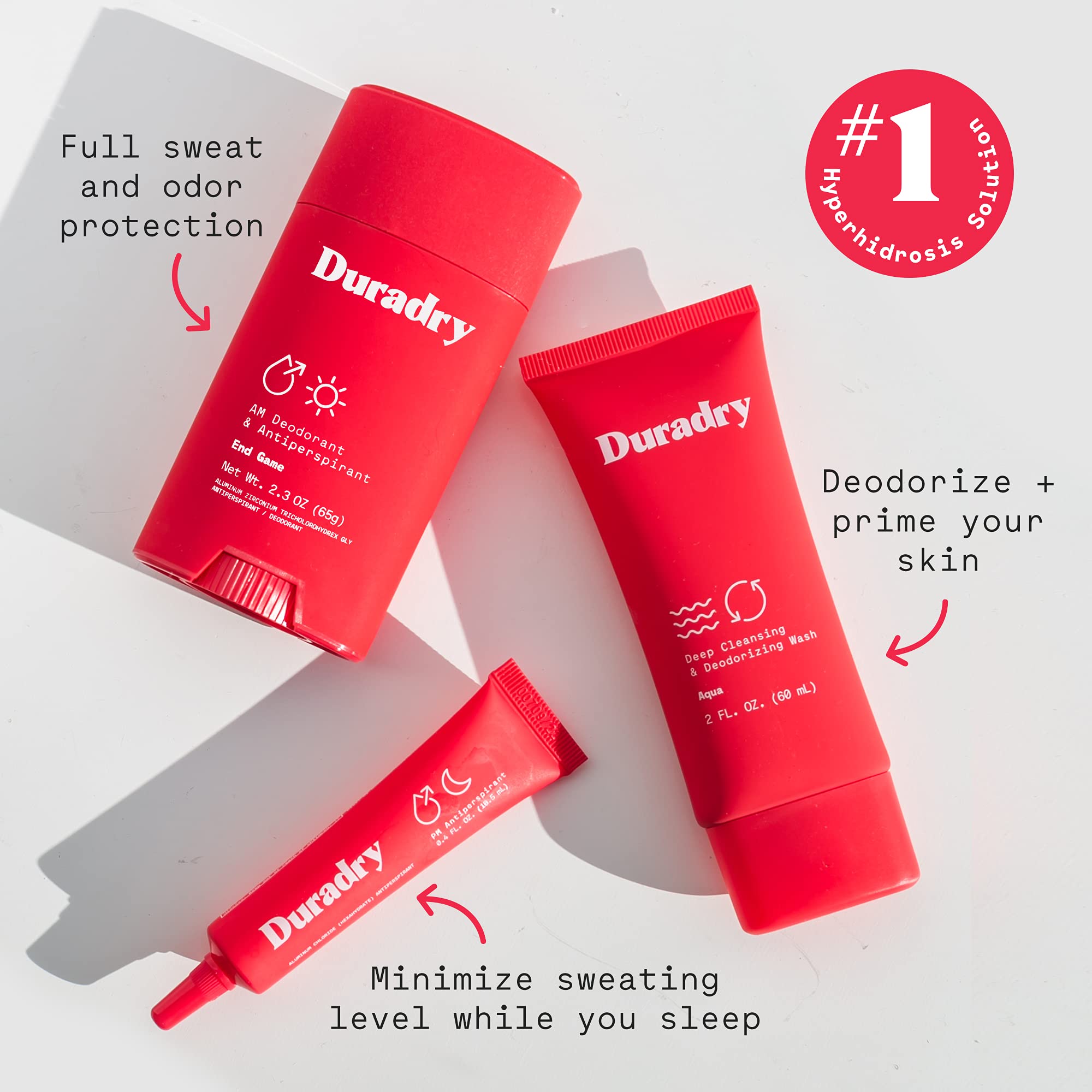 Duradry 3Step Protection System AM Deodorant, PM Antiperspirant Gel, Deep Cleansing