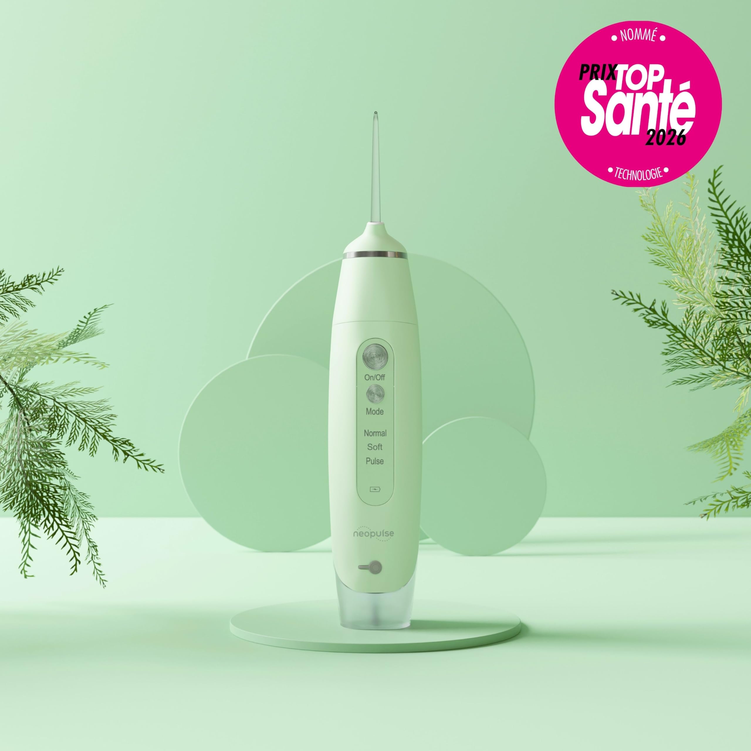 NEOPULSE® My First Jet Dentale Ultra-Compact - Idropulsore 2 in 1-4 cannule, 6 pressioni regolabili, 165 ml serbatoio rimovibile - elimina la placca dentale, pulisce i dispositivi ortodontici - verde