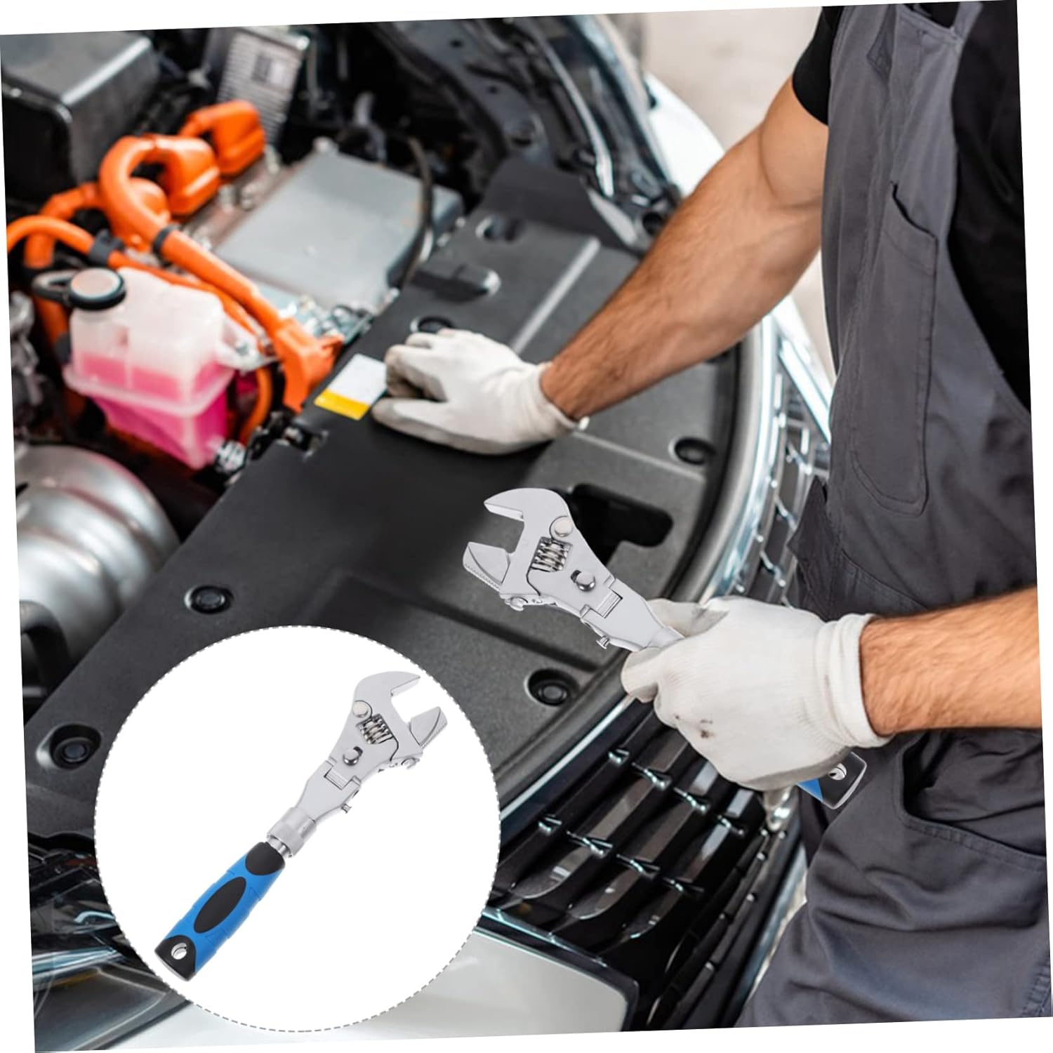10-Inch Adjustable Ratchet Wrench Flex Head Heavy Duty Ratcheting Spanner for Household Use 5-in-1 Multi-Function Tool Polished Alloy Construction