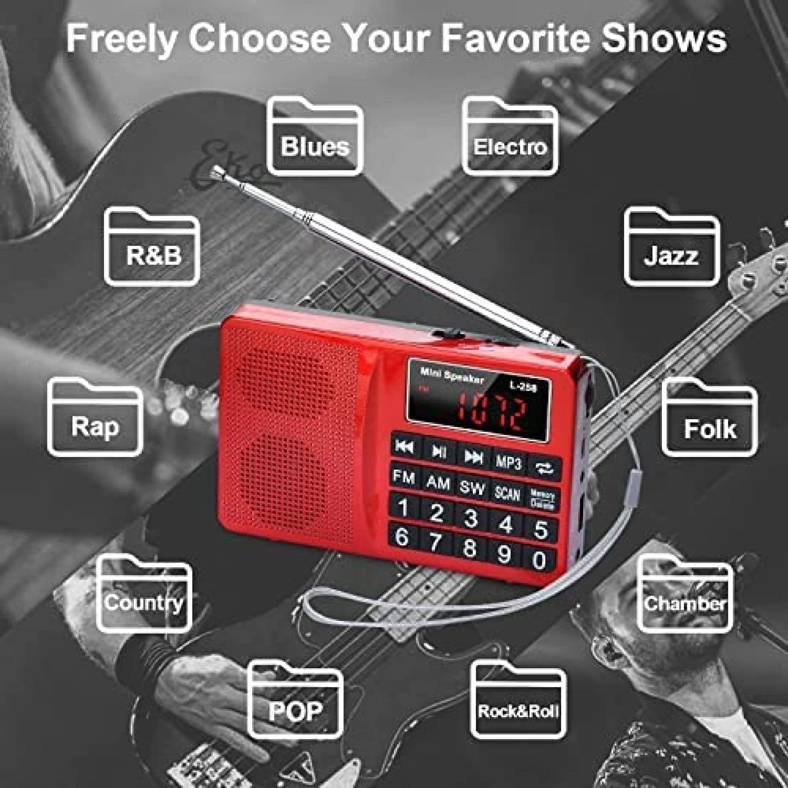 Mini radio Portátil FM AM de onda corta digital mini radio y música de bolsillo-altavoz estéreo