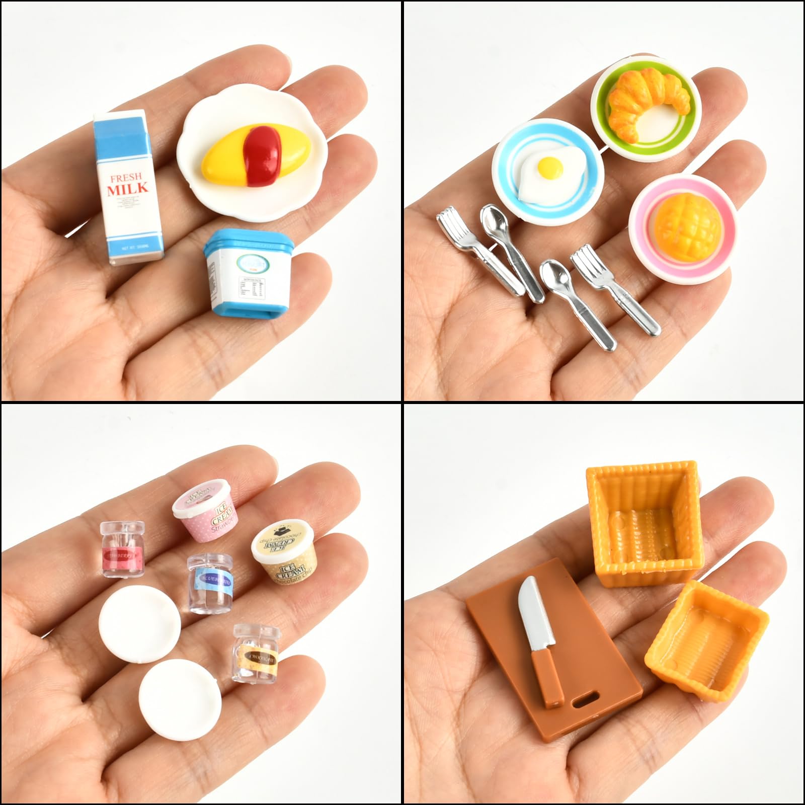 200 Alimenti In Miniatura Per Casa Delle Bambole – Resina – Pizze, Pane, Dolci – Fai Da Te