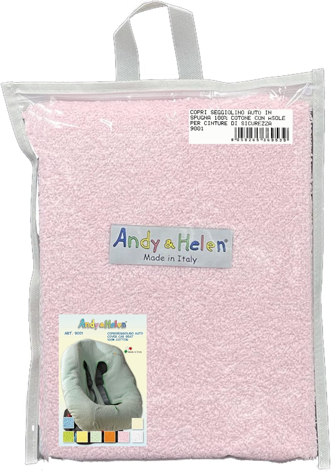Andy & Helen 9001MAXI Housse de chaise haute auto éponge maxi en coton 100% housse universelle anti-allergique pour bébé et bébé – Fabriqué en Italie (Rose)