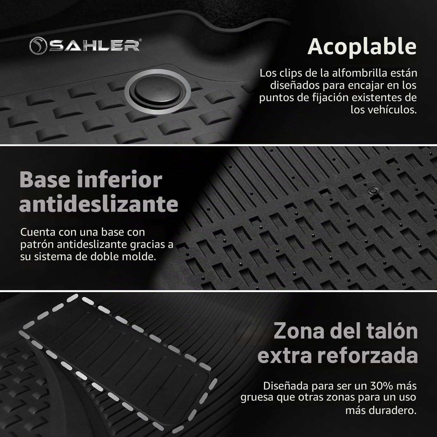 Sahler Alfombrillas de Coche compatibles con Peugeot 3008 2024-2026 Hybrid | 4.5D Premium TPE Goma Antideslizante Alfombrillas de Goma Impermeables para Coche Negro