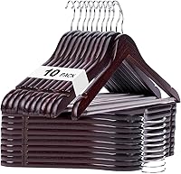 Vista 15 de HOUSE DAY - Juego de 10 perchas de madera blanca, percha de madera maciza con barra antideslizante, percha de abrigo de madera resistente