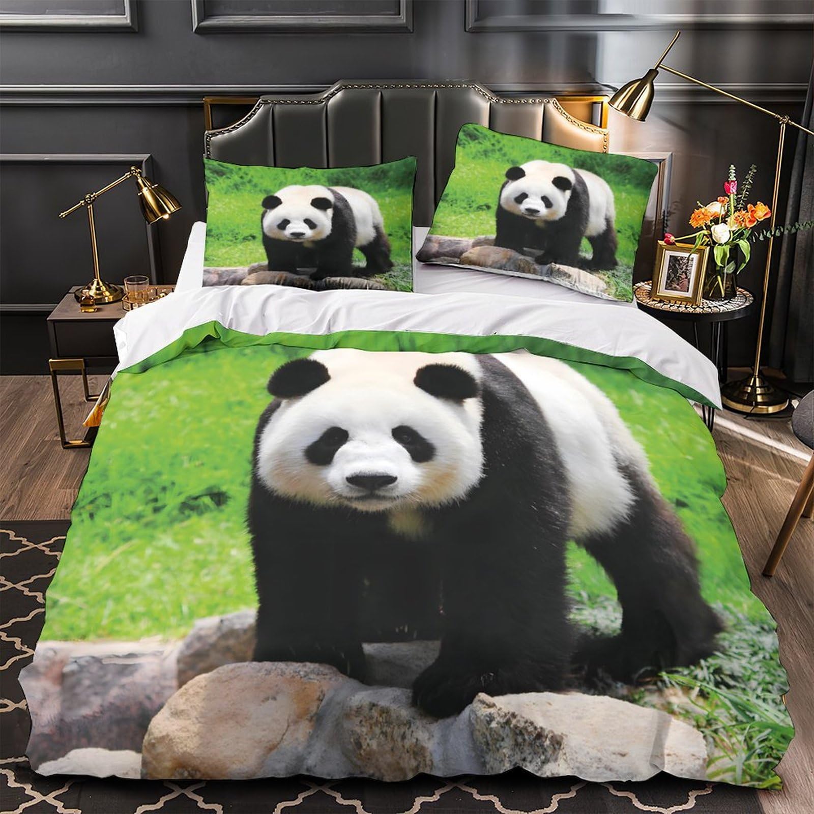 Housse de couette panda 3D 140x200 parure de lit fille single