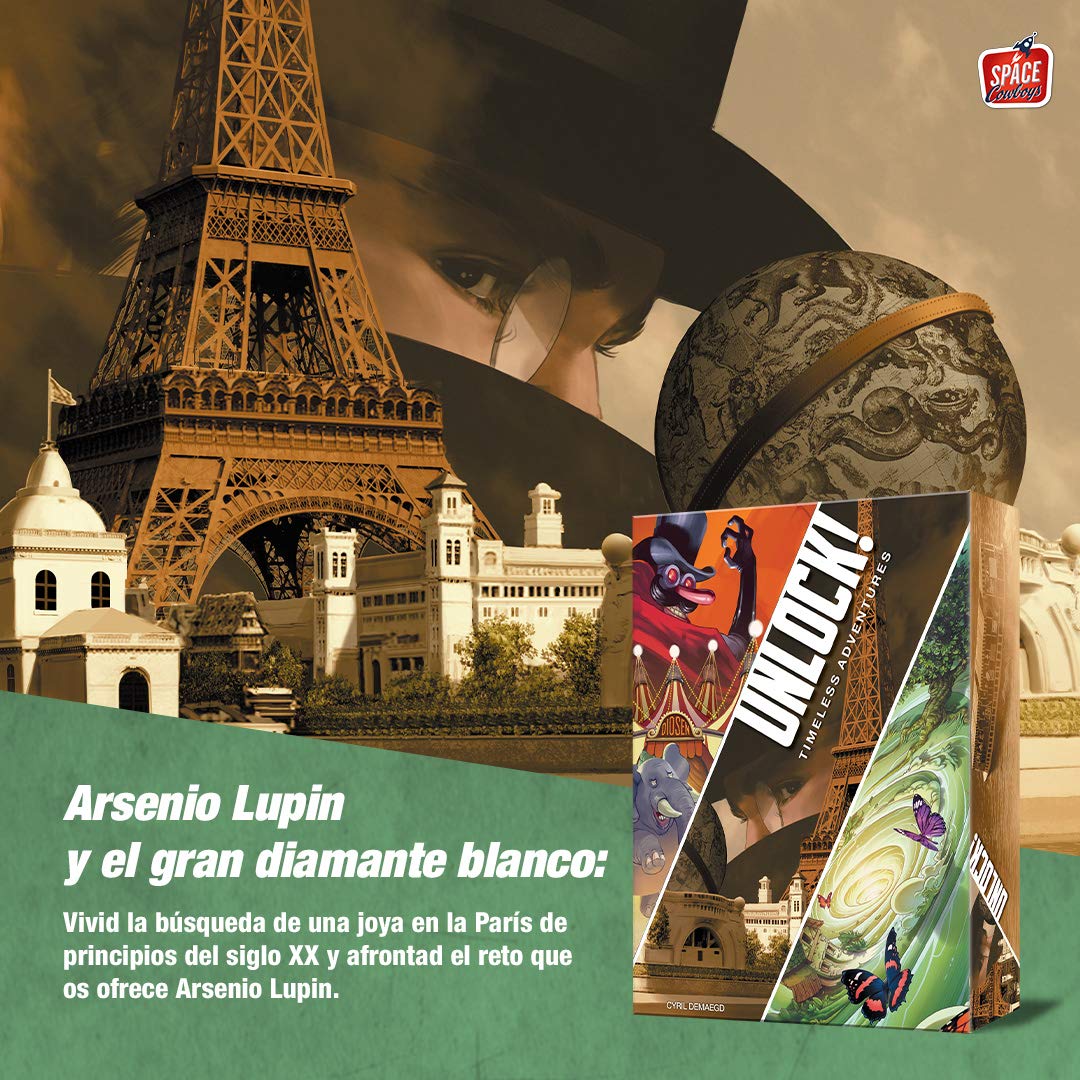 Asmodee | Unlock! Timeless Adventures | Juego de Mesa de Escape Room para Adultos y Familias | A Partir de 10 Años | De 1 a 6 Jugadores | 180 Minutos por Partida | Español