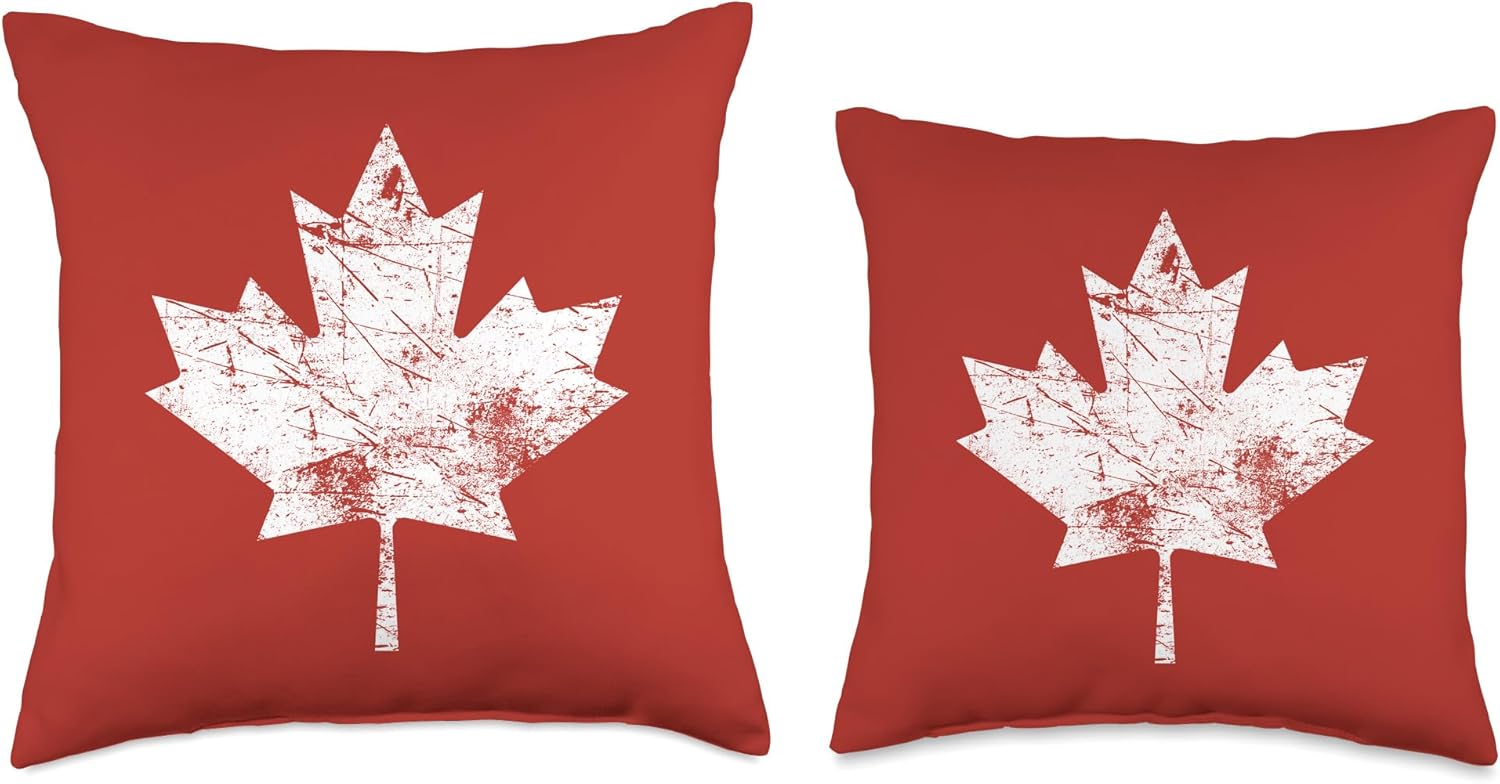 Canada Flag Retro Vintage Maple Leaf Proud Canadian Throw Pillow