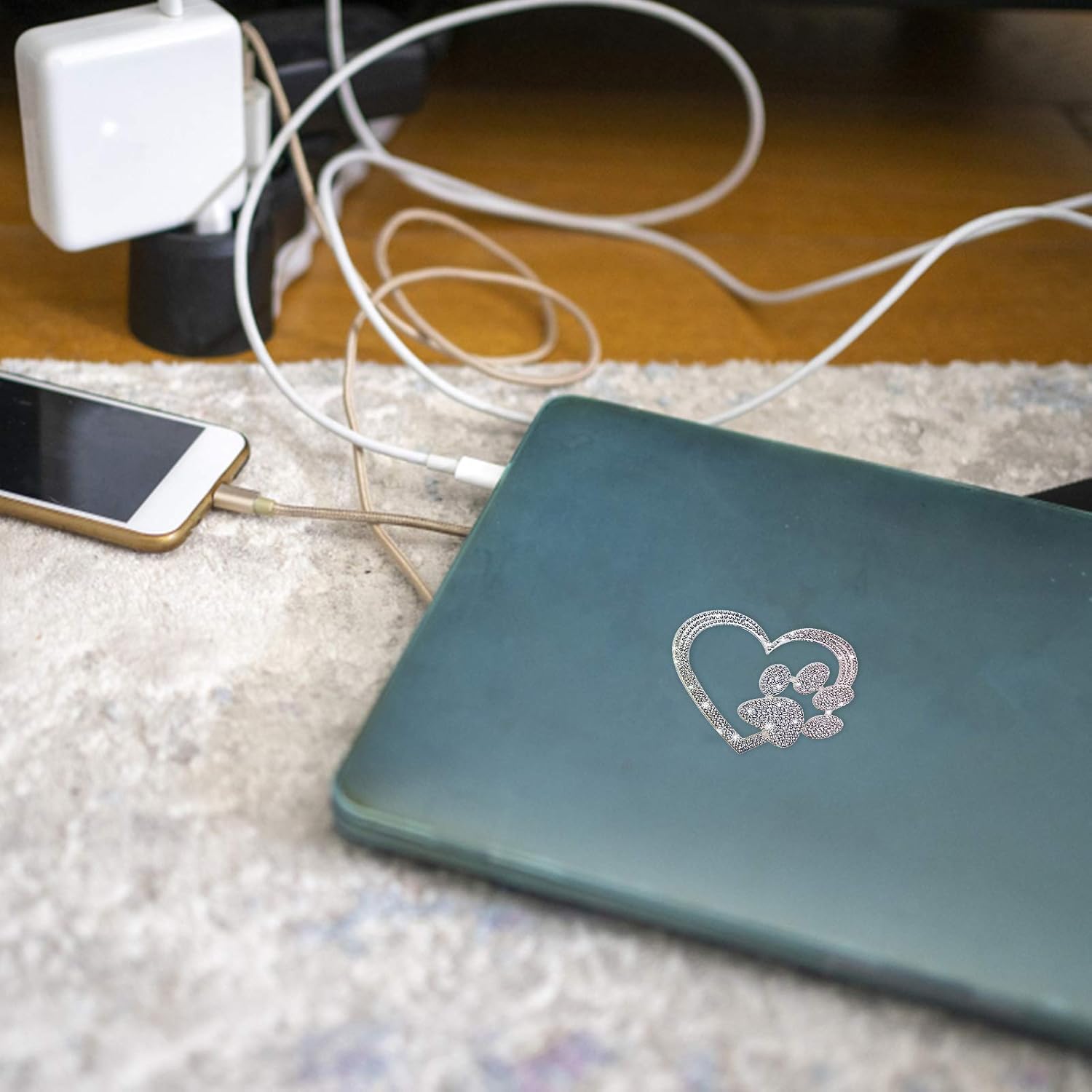 Kuufausi car Bling Stickers and Decals, Cars Walls Laptop Luggage Bling Rhinestone Stickers, Heart with Dog paw(4 X 3.5 Inch) - Image 5