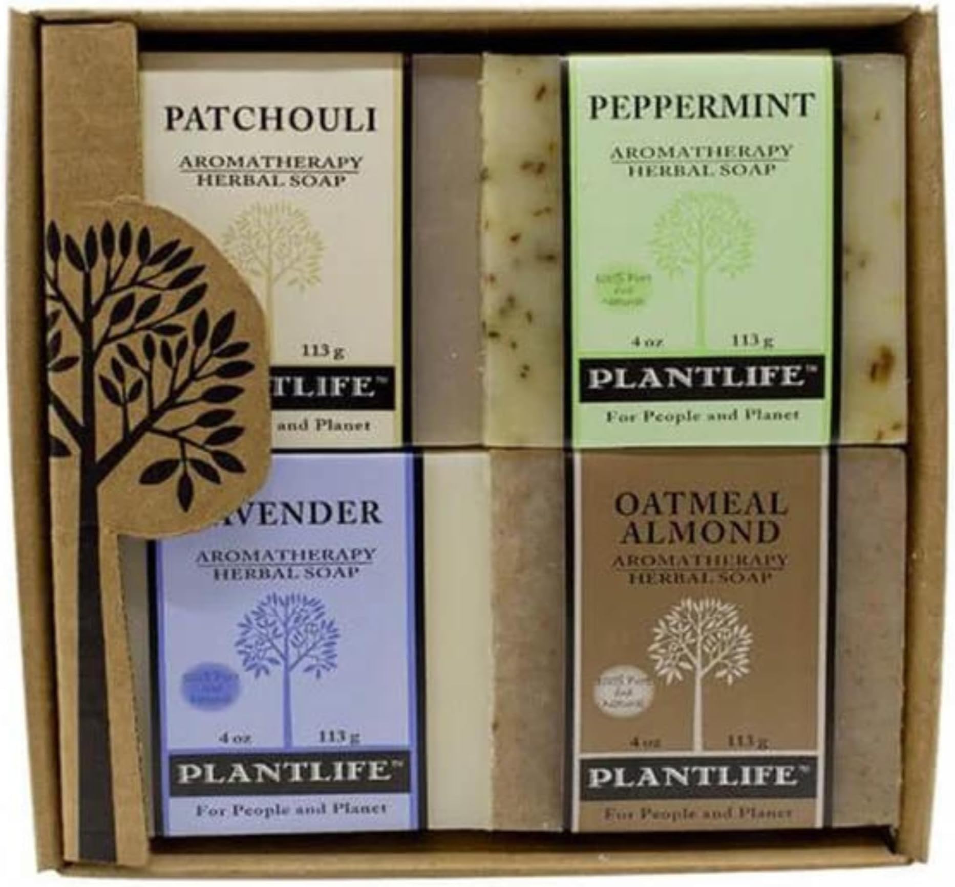 Aromatherapy Herbal Soap Top 4 Pack Soap Combo-Earth Gift Set (Patchouli, Peppermint, Lavender, and Coconut Vanilla)