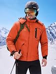 WULFUL Men's Ski Jackets Warm Winter Snow Windbreaker Resistant Snowboard Fleece Coat Mountain Waterproof Parka with Hood