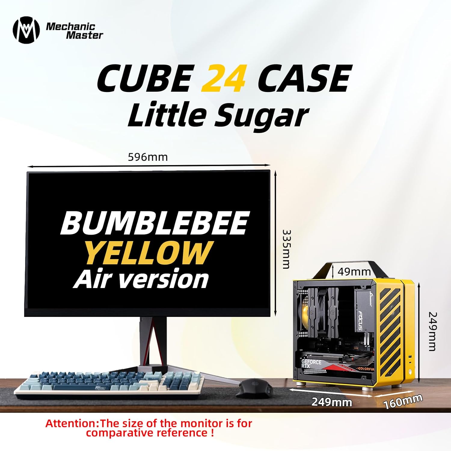 Mechanic Master Cool Cube Series C24 Mini-ITX Case/Alumium/Steel/GPU Length Within 245mm, SFX/L PSU Computer Case (Polar Yellow Air Version)