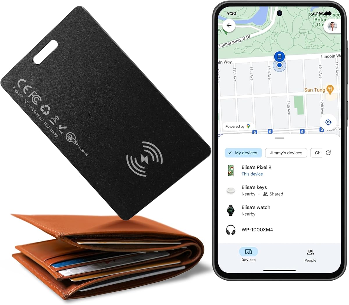 Wallet Tracker Card for Android,Rechargeable Air Tag Wallet Finder, Thin and Light Smart Card IP68 Waterproof GPS Tracker Item Locator for Google Find Hub App(Android Only)