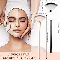 Vista 2 de 12 cepillos de abanico para faciales suaves y delgados para mascarillas faciales aplicador de cepillo para máscara de ácido glicólico, máscara