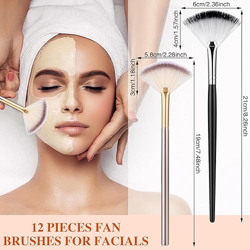 Miniatura 2 de 12 cepillos de abanico para faciales suaves y delgados para mascarillas faciales aplicador de cepillo para máscara de ácido glicólico, máscara de