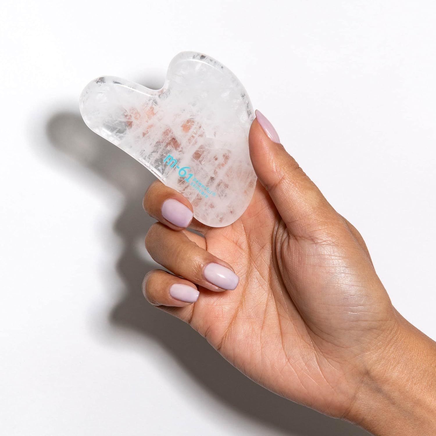 m-61 Clear Quartz Gua Sha | Facial Massage Tool to Stimulate Circulation, Decrease Inflammation | 100% Hand-Carved Natural Clear Quartz Stone. Made In USA