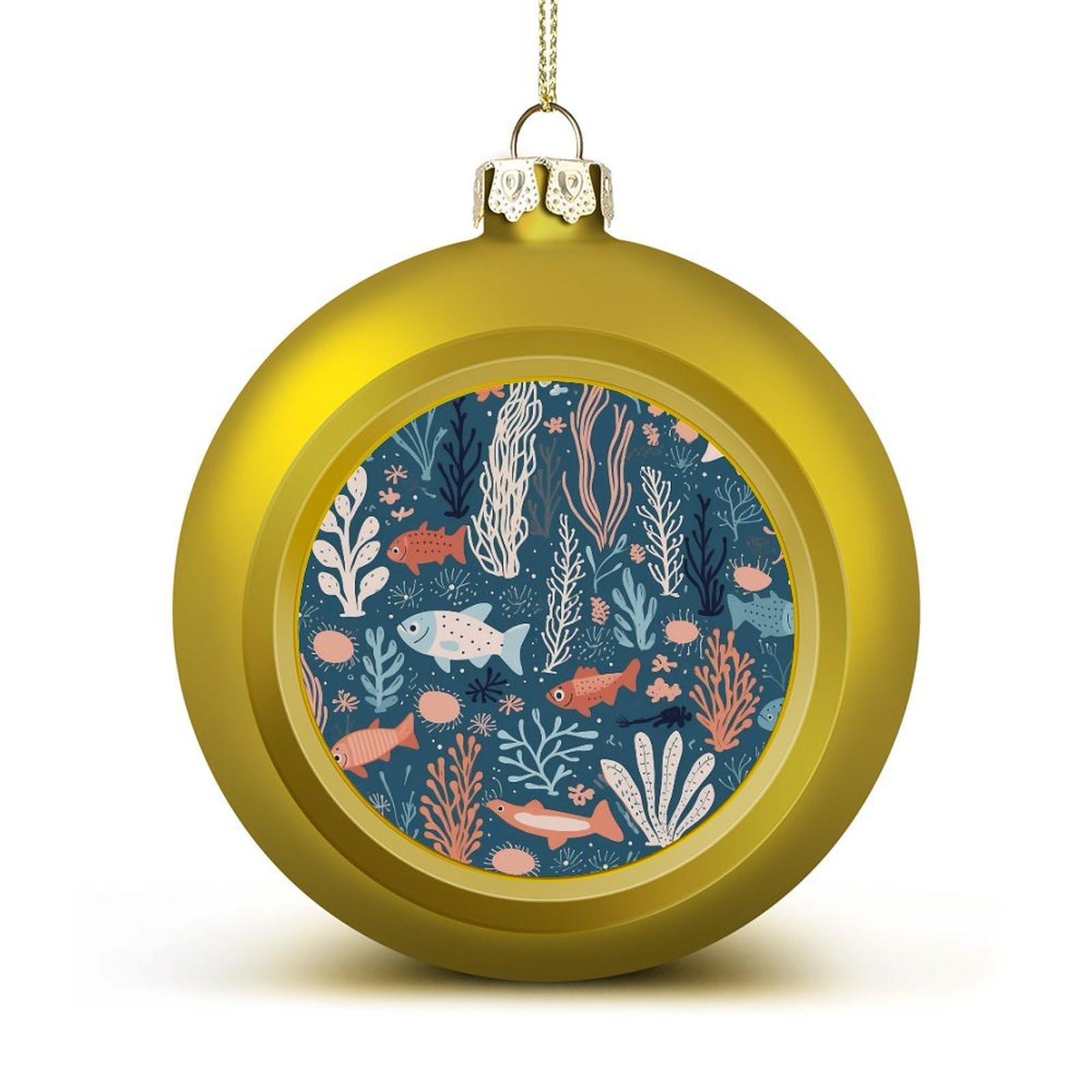 Corals and Plants Christmas Balls Ornaments for Xmas Christmas Tree 1.6" Hanging Shatterproof Xmas Balls Hanging Decor Pendants for Holiday Party Outdoor Indoor DIY Craft Supplies