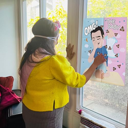 Miniatura 8 de Juegos de baby shower, pin the heart on the baby, divertidos juegos de baby shower, actividades temáticas de pañales, juegos de fiesta, suministros